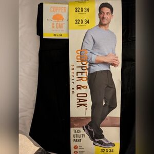 Copper & Oak Mens Size 30x32 Black Tech Utility Pant Straight Fit Cargo New